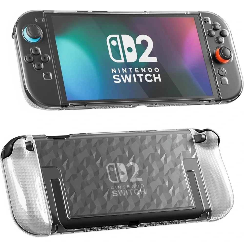 💜Nintendo Switch2 Clear Protector Hard Skin Case Diamond Shells with Cover Grips